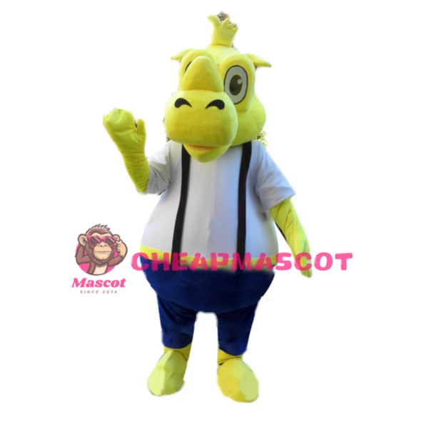 Adult Cartoon Yellow Rhino Mascot Costume 