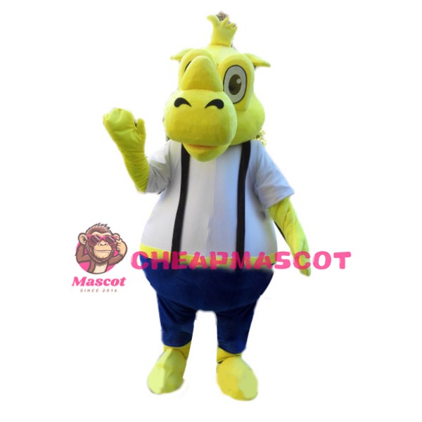 Adult Cartoon Yellow Rhino Mascot Costume 