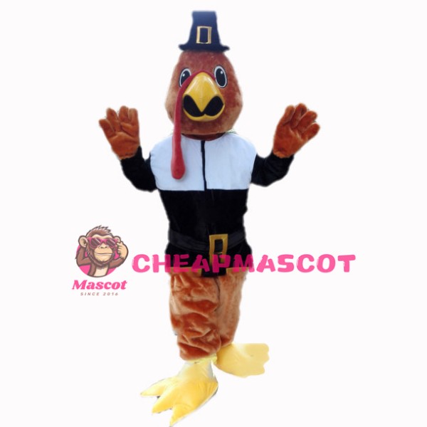 Cartoon Pilgrim Turkey Mascot Costume 