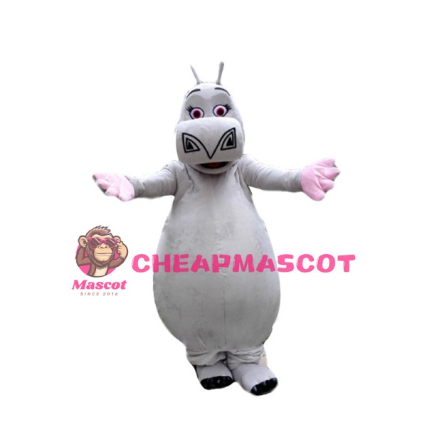 Lovely Cartoon Grey Hippo Mascot Costume 