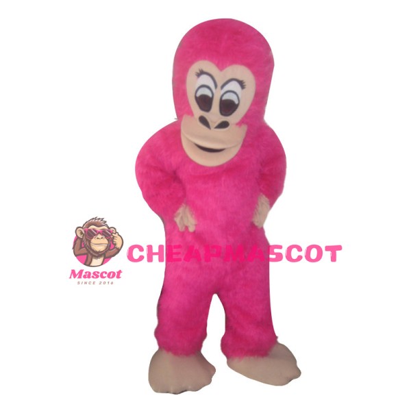 Rose Red Orangutan Long Wool Mascot Costume
