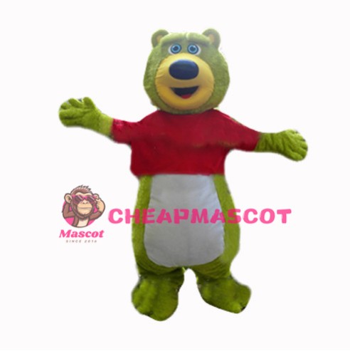 Green Teddy Bear Mascot Costume 