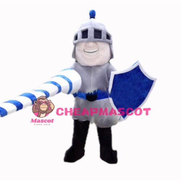 Happy Silver Knight Mascot Costume 