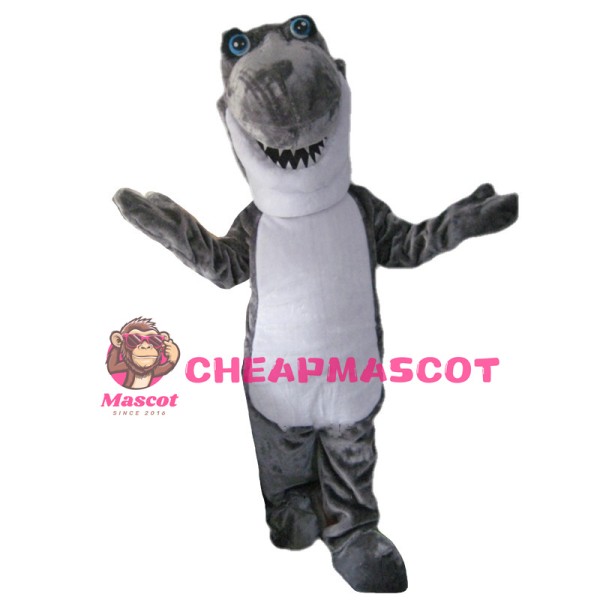 Happy Grey Shark Mascot Costume