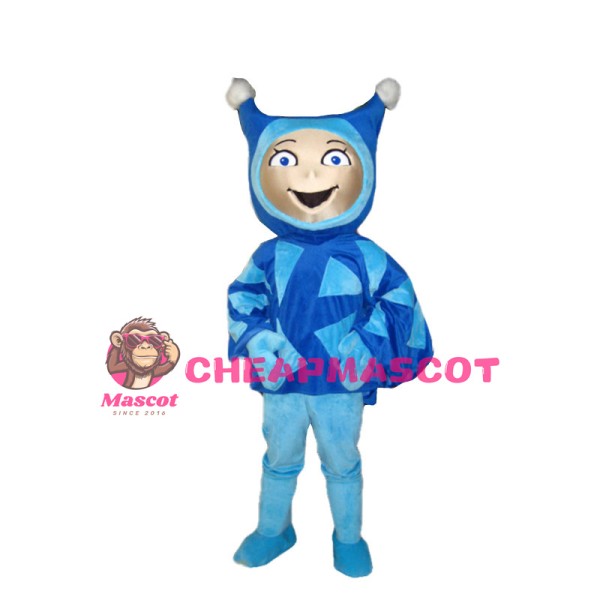 Happy Blue Elf Mascot Costume 