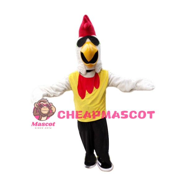 Cool White Rooster Mascot Costume Fancy Dress Animal Mascot Costume