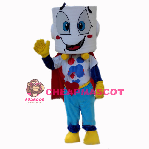 Cartoon White Stock Pot Super Hero Mascot Costume 