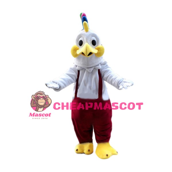 Colorful Cockscomb White Rooster Mascot Costume 