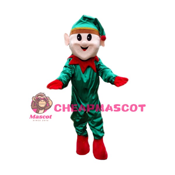 Friendly Christmas Elf Mascot Costume 