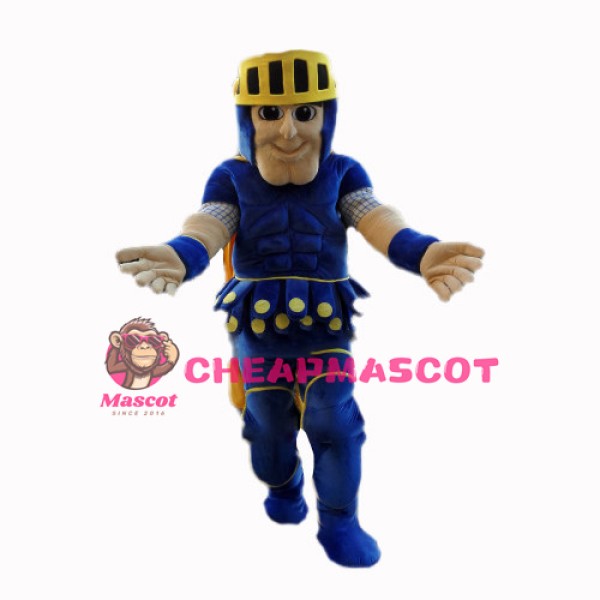 Muscular Blue Knight Mascot Costume 