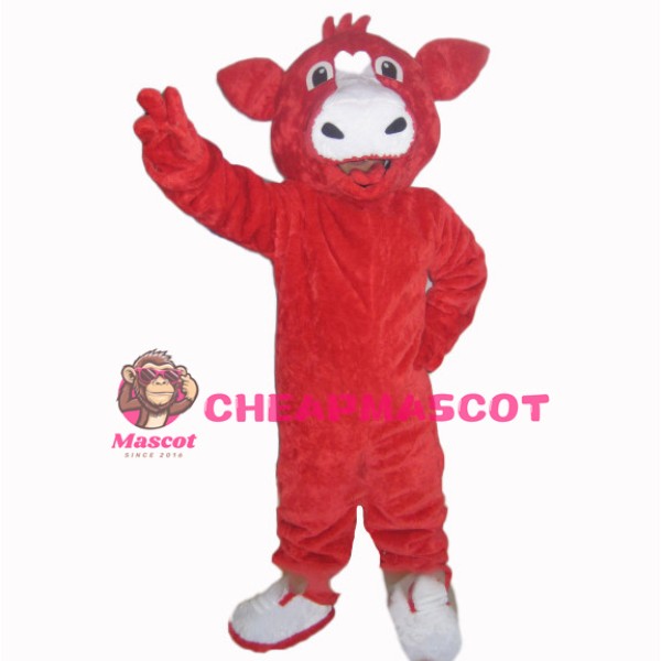 Docile Red Eastern Cattle Mascot Costume 