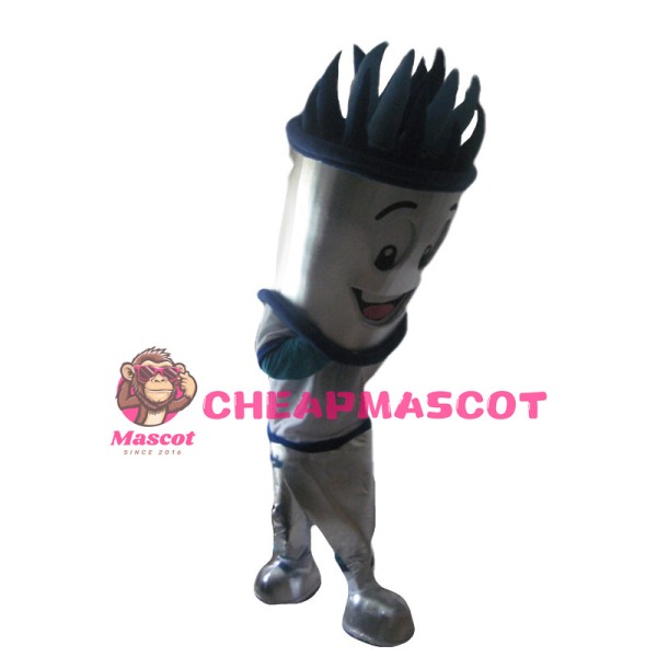 Cartoon Silver Tin Bucket Man Mascot Costume 