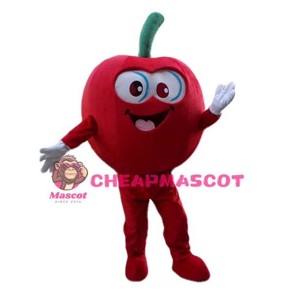 Complacent Cartoon Red Apple Mascot Costume 