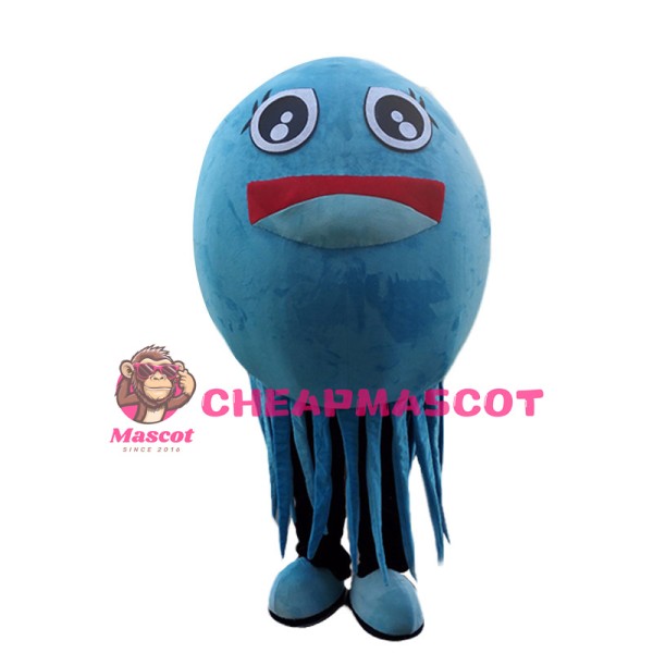 Deluxe Cartoon Blue Jellyfish Mascot Costume