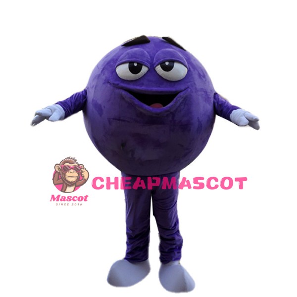 Deluxe Cartoon Purple Chocolate Bean Mascot Adult Costume 