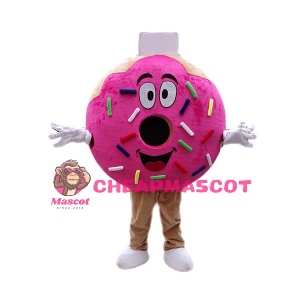 Deluxe Cartoon Pink Donut Mascot Costume