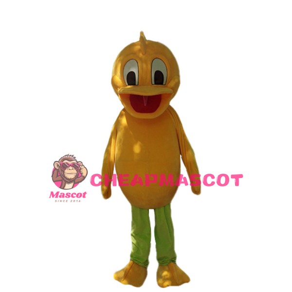 Surprised Yellow Duck Cartoon Mascot Costume 
