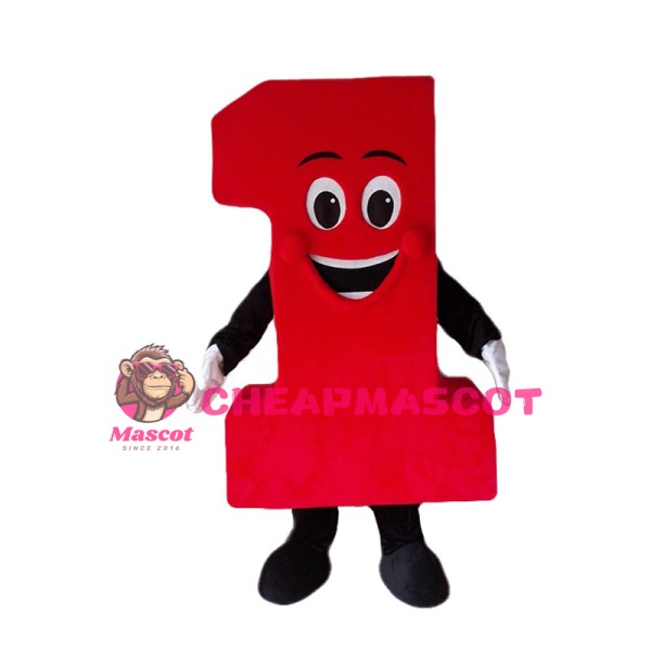 Cheerful Red Number One Mascot Costume 