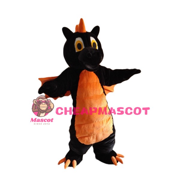 Black & Orange Flying Dragon Animal Mascot Costume 