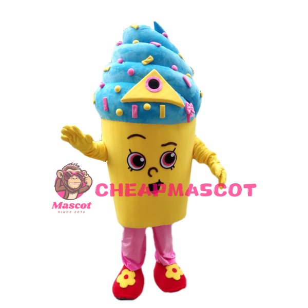 Deluxe Cartoon Blue Ice Cream Cake Mascot Costume 