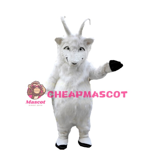 Happy Goat Long Fur Mascot Costume 