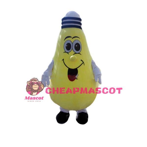 Lovely Cartoon Yellow Light Bulb Mascot Costume 