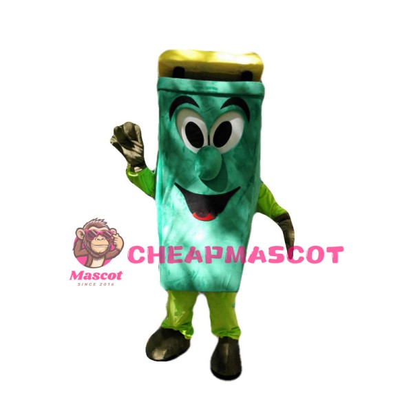 Adult Cartoon Green Trash Can Mascot Costume 