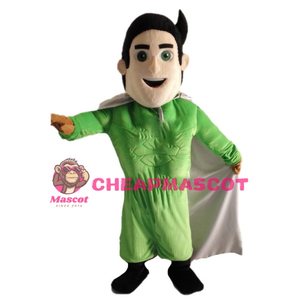 Courageous Green Superhero Mascot Costume 