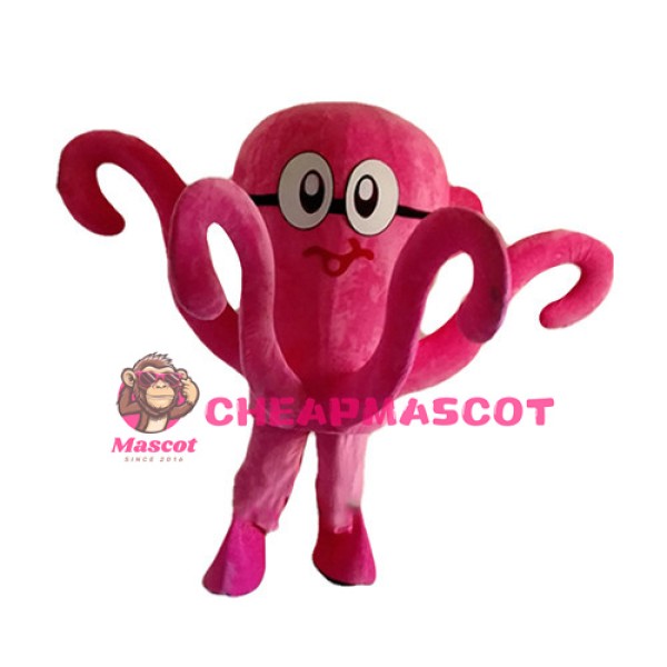 Adult Cartoon Pink Octopus Mascot Costume 