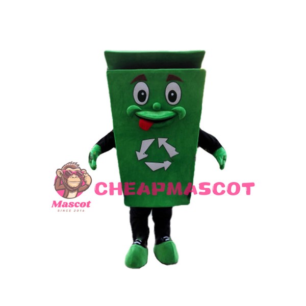 Mischievous Cartoon Green Recyclable Trash Can Mascot Costume 