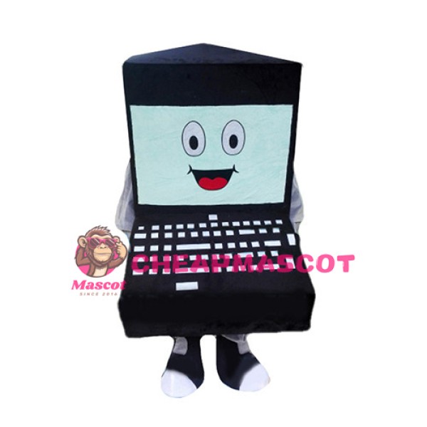 Cartoon Black Laptop Mascot Costume 