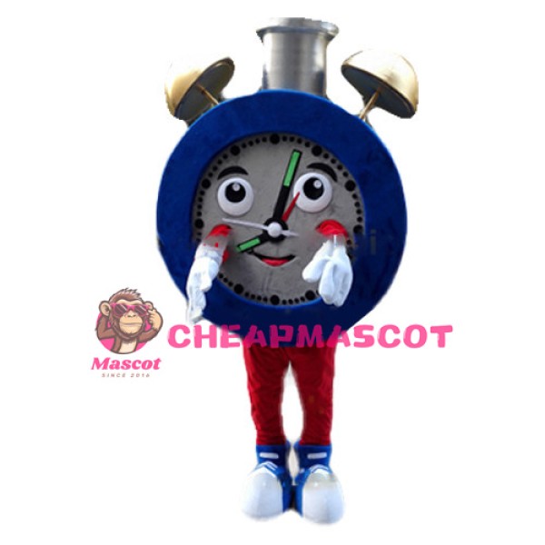 Huge Cartoon Blue Alarm Clock Mascot Costume 