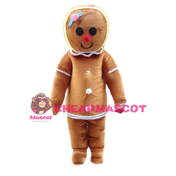 Huge Cartoon Christmas Gingerbread Girl Cookie Mascot Costume