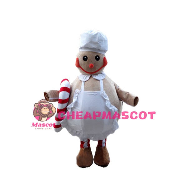 Christmas Gingerbread Man Confectioner Mascot Costume 