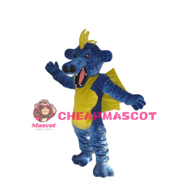 Fierce Navy Blue & Yellow Flying Dragon Mascot Costume 