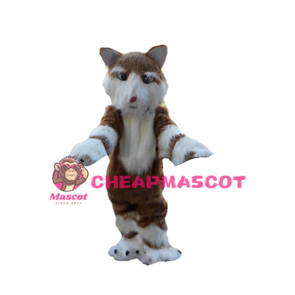 Red Siberian Husky Dog Long Fur Mascot Costume 