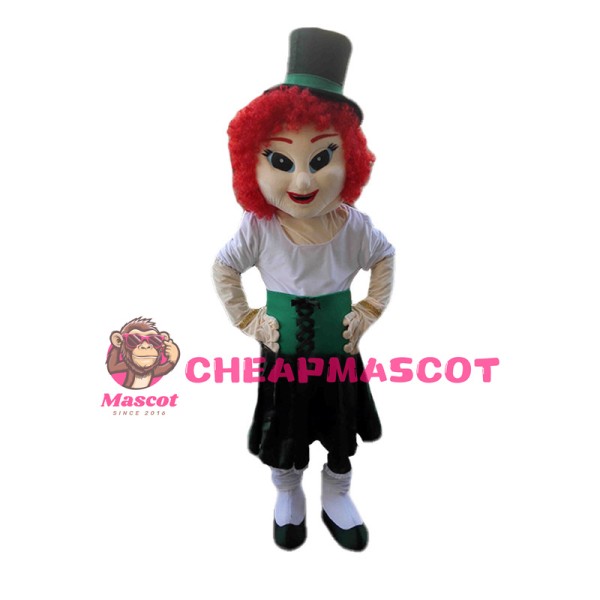 Red Hair Dancer Mascot Costume 