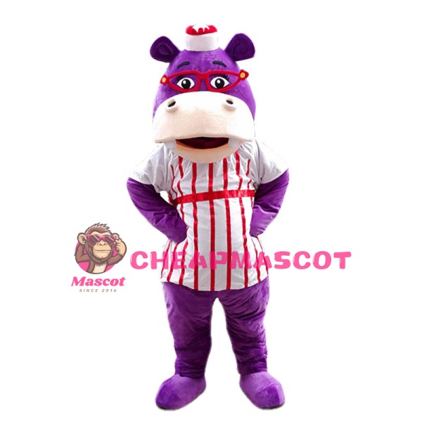 Sweet Cartoon Hallie McStuffins the Purple Hippopotamus Mascot Adult Costume