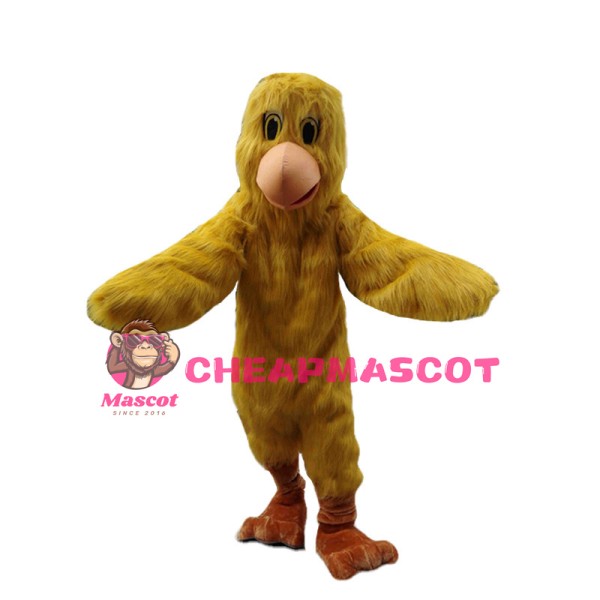 Little Yellow Bird Long Fur Mascot Costume 