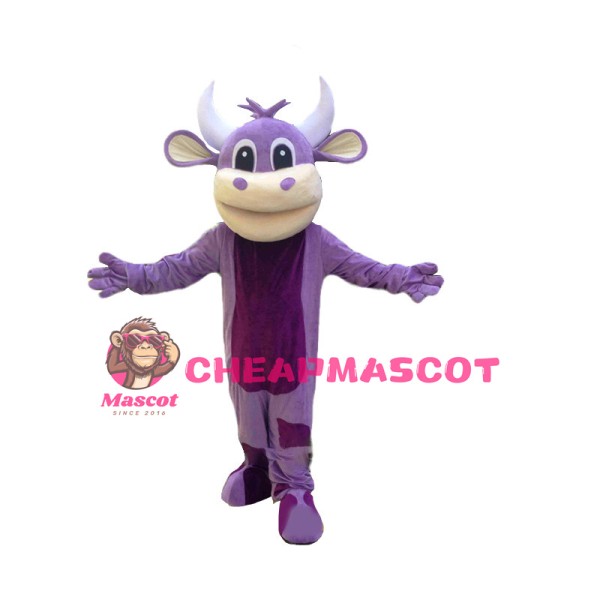 Big Mouth Purple Bull Mascot Costume 