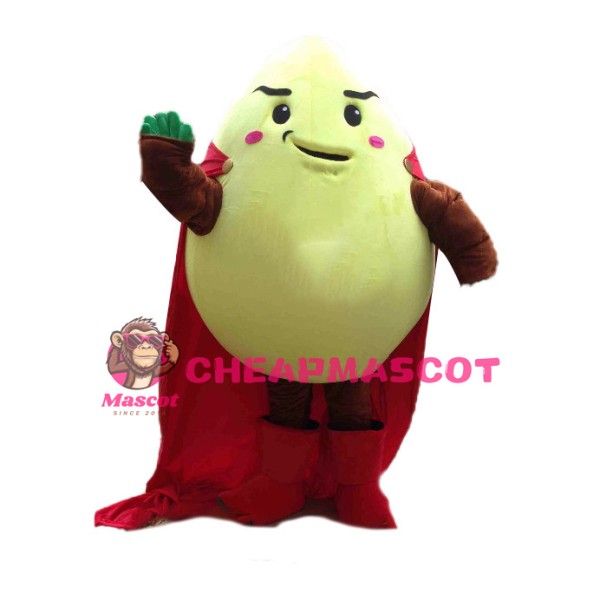Embarrassed Cartoon Egg Superman Mascot Costume 