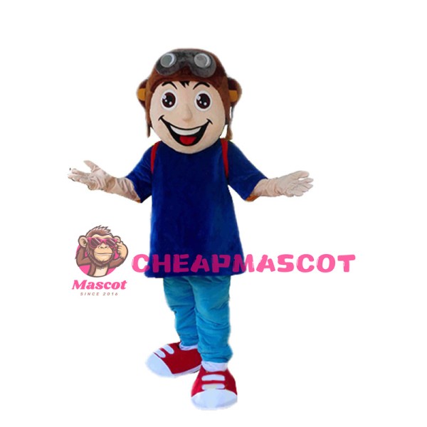 Courageous Pilot Boy Mascot Costume 