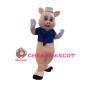 Cheerful Cartoon Fiddler Pig Mascot Costume 