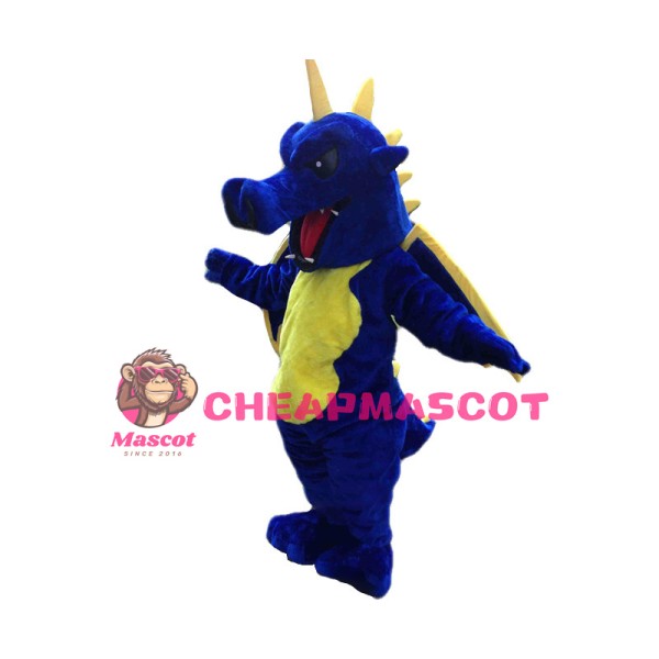 Fierce Blue & Yellow Flying Dragon Mascot Costume