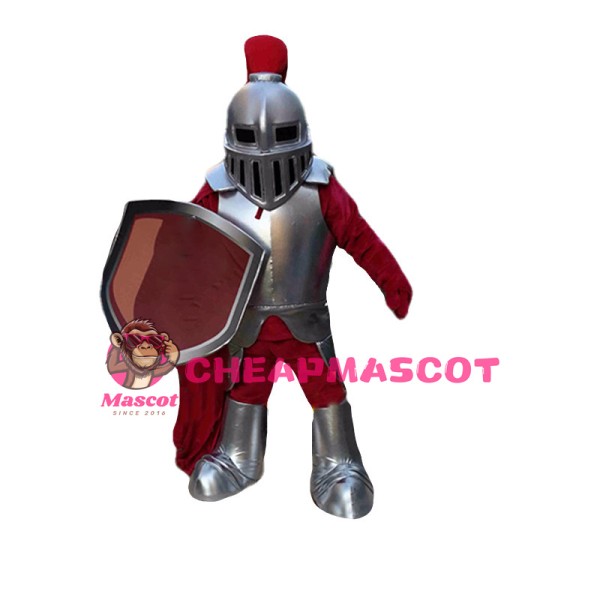 Silver & Red Armor Knight Mascot Costume 