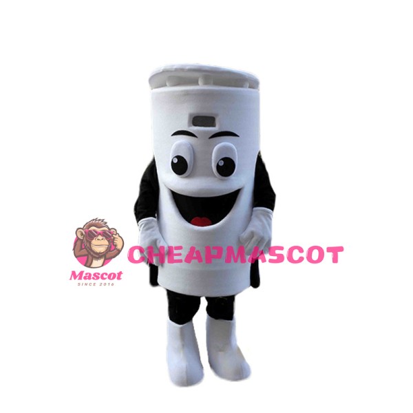 Adult Cartoon White Trash Can Mascot Costume 