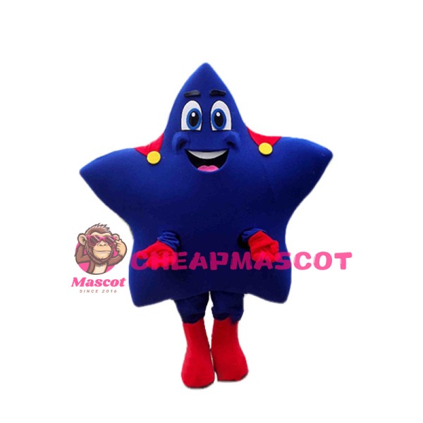 Adult Cartoon Blue Star Superhero Mascot Costume 