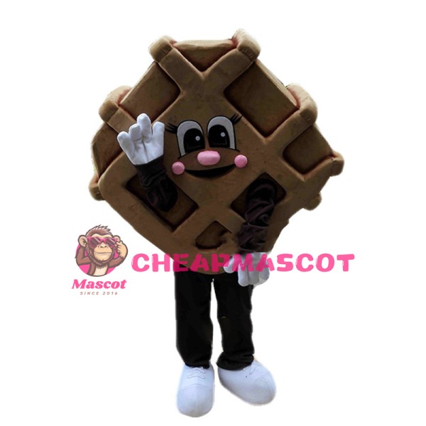Adult Cartoon Chocolate Waffle Mascot Costume 