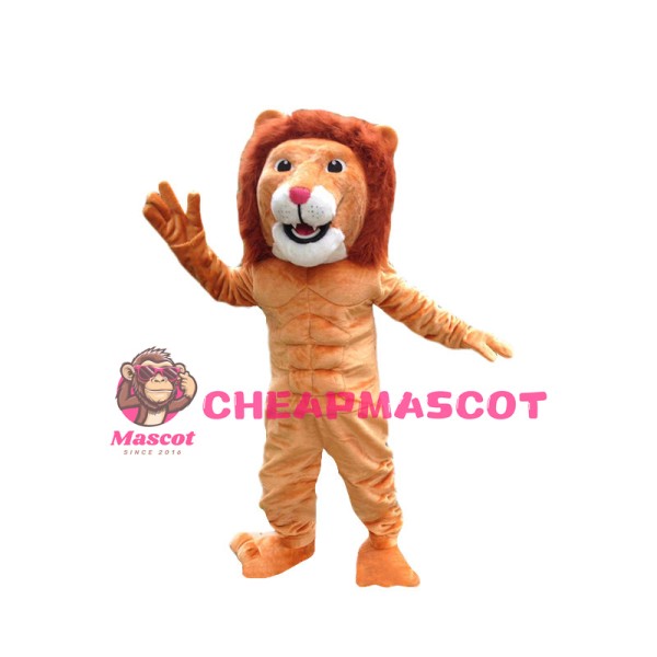 Power Red Brown Lion Animal Mascot Costume 