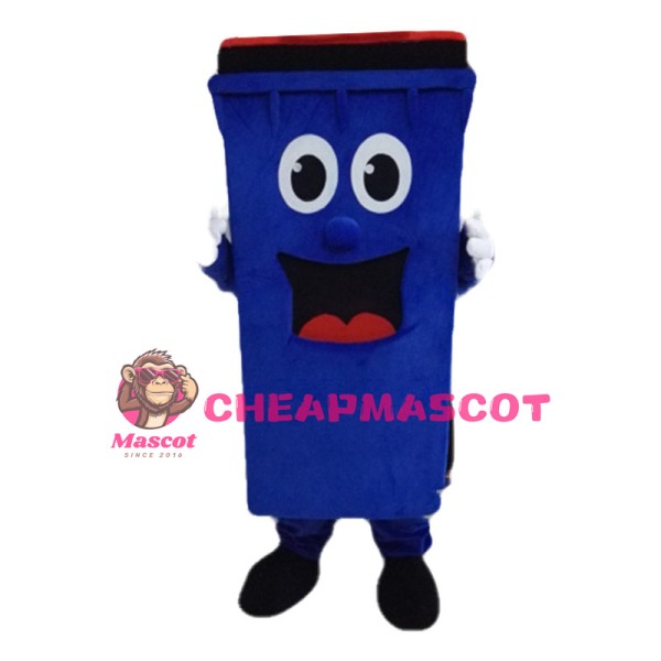 Cartoon Blue Outdoor Trash Can Mascot Costume